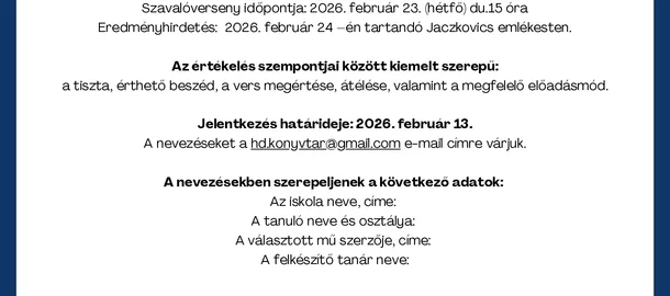 Szavalóverseny 2026.